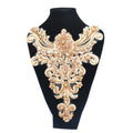 Handmade Eco-Friendly Champagne Glass Stone Beads Rhinestone Bridal Appliques Sew-On Wedding Bodice Collar Patches