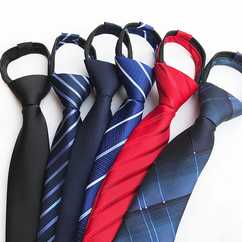 Ties Accessories Zip Neckties  Polyester Jacquard Woven Zipper Ties for Students With School Company Logo