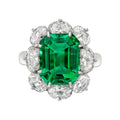 Luxury 8ct Carat Octagonal Emerald Nano Diamond Cluster 12*10mm Big Engagement Ring Rhodium Plated Classic for Wedding Party