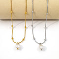 Fashion Stainless Steel Jewelry Wholesale 18K Gold Plated Pearl Turquoise Shell Pendants and Charms Snake Chain Ladies Necklace