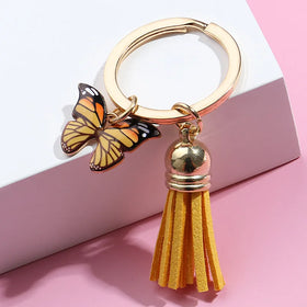 Hot Sale Promotional Gifts Butterfly Tassels Charm Keychain Multicolor butterfly Key Chain Accessories
