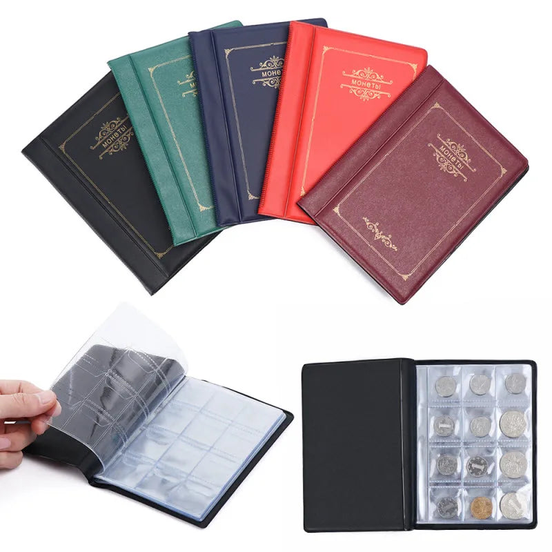 120 Pockets Coin Collection Storage Book Collecting Coin Holder Storage Loose-Leaf Transparent Collecting Money Pockets Bag