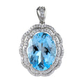 Gorgeous Rhodium Plated 925 Silver Jewelry Natural Sky Blue Topaz Flower Pendant for Women Anniversary Gift