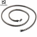 KALEN 670*4mm Stainless Steel Box Hollow Cubic Zirconia Initial Necklace Men Jewelry