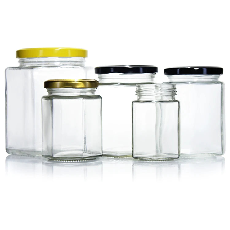 280ml 380ml 500ml Hexagonal Glass Honey Jar Frascos De Vidrio Para Mermeladas