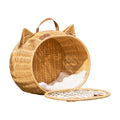 Lovely Design Cat Ear Style Cat Carrier Travel Bag Large Capacity Rattan Weaving Eco Friendly Pet Bags