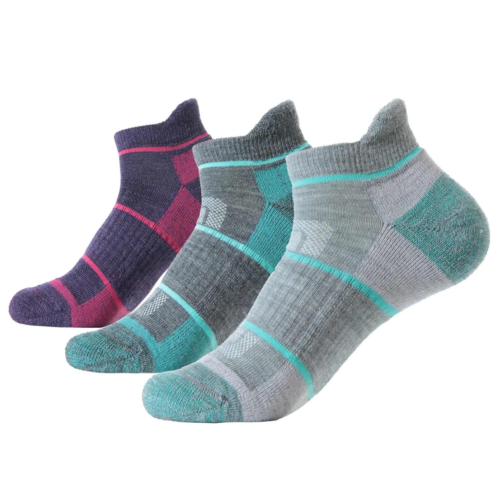 Solax 72% Merino Wool Digital Printing Autumn Hiking Socks Outdoor Trail Trekking Cushioned Breathable Low Cut Ankle