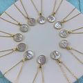 Round 12 Zodiac  Pendant Charms Necklace Natural Mother of Pearl Shell Jewelry New Gold Color