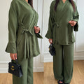 2025 Modest Hijab Fashion Outfits for Adults Dubai Turkish Casual Suits Two-Piece Tunic Shirt & Pant Suit Set for Women
