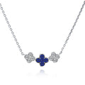 Valentines Gift Women Jewelry Lucky Four Leaf Clover Pendant Necklace Zircon Stone 925 Sterling Silver Necklace