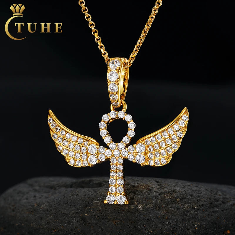Factory Price 925 Silver Pass Diamond Test Custom Jewelry Hip Hop Style Vvs Moissanite Wing Cross Pendant