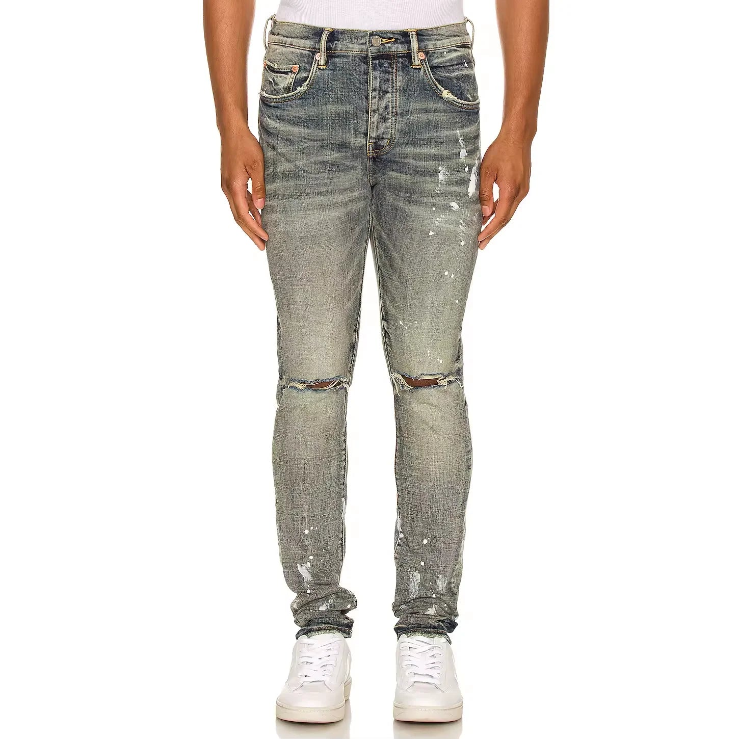 Ink Splash Print Custom Denim Jean Trousers Men Baggy Cargo Pants Cotton Mens Pants Skinny Ripped Men's Jeans