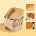 Brown White Customize Logo Paper Kraft Square Bowl With PP Lid