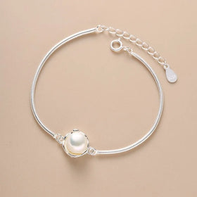 Natural Freshwater Pearl Bead Snake Chain 925 Sterling Silver Charm Bracelets Fashion Jewelry for Women