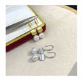 E2154 9-10mm DIY Natural Freshwater Pearl Charm Earrings Mounting Accessory 925 Sterling Silver Gold Plated  Jewelry for Women