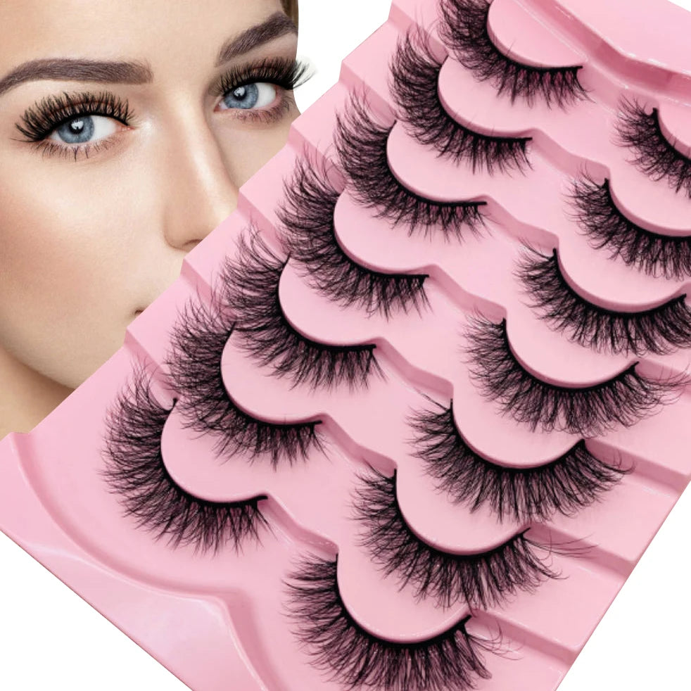 7 Pairs Fluffy Lash Strips Vegan 3D Faux Mink Lashes Wholesale Faux Mink Eyelashes