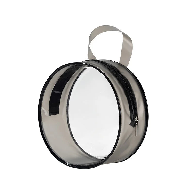 Wholesale Custom Waterproof Small  Women's Makeup Travel Toiletry Zipper Bag Round Clear PVC Cosmetic Bag
