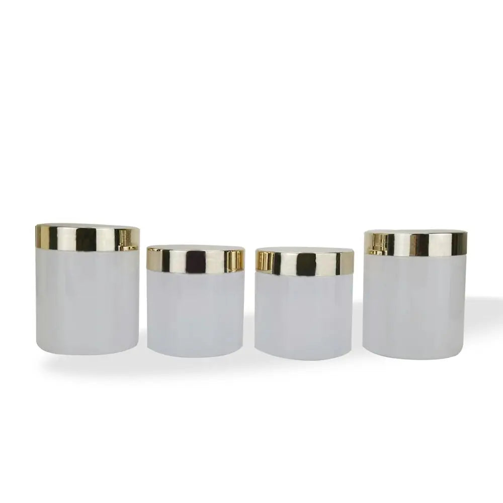 2oz 3oz 4oz 5oz 8oz Beauty Cosmetic Body Scrub White Jar with Shiny Gold Lid