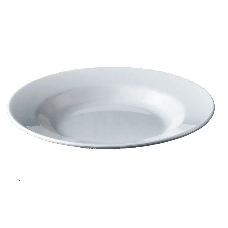 Factory Wholesales Unbreakable Restaurant Dinnerware 9 Inch White Deep Round Melamine Soup Plate