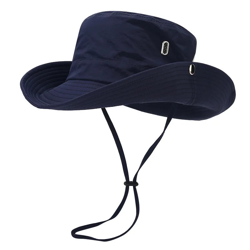 Unisex Big Brim Waterproof Bucket Hat With Embroidered Logo Daily Use Embroidery Pattern for Fishing
