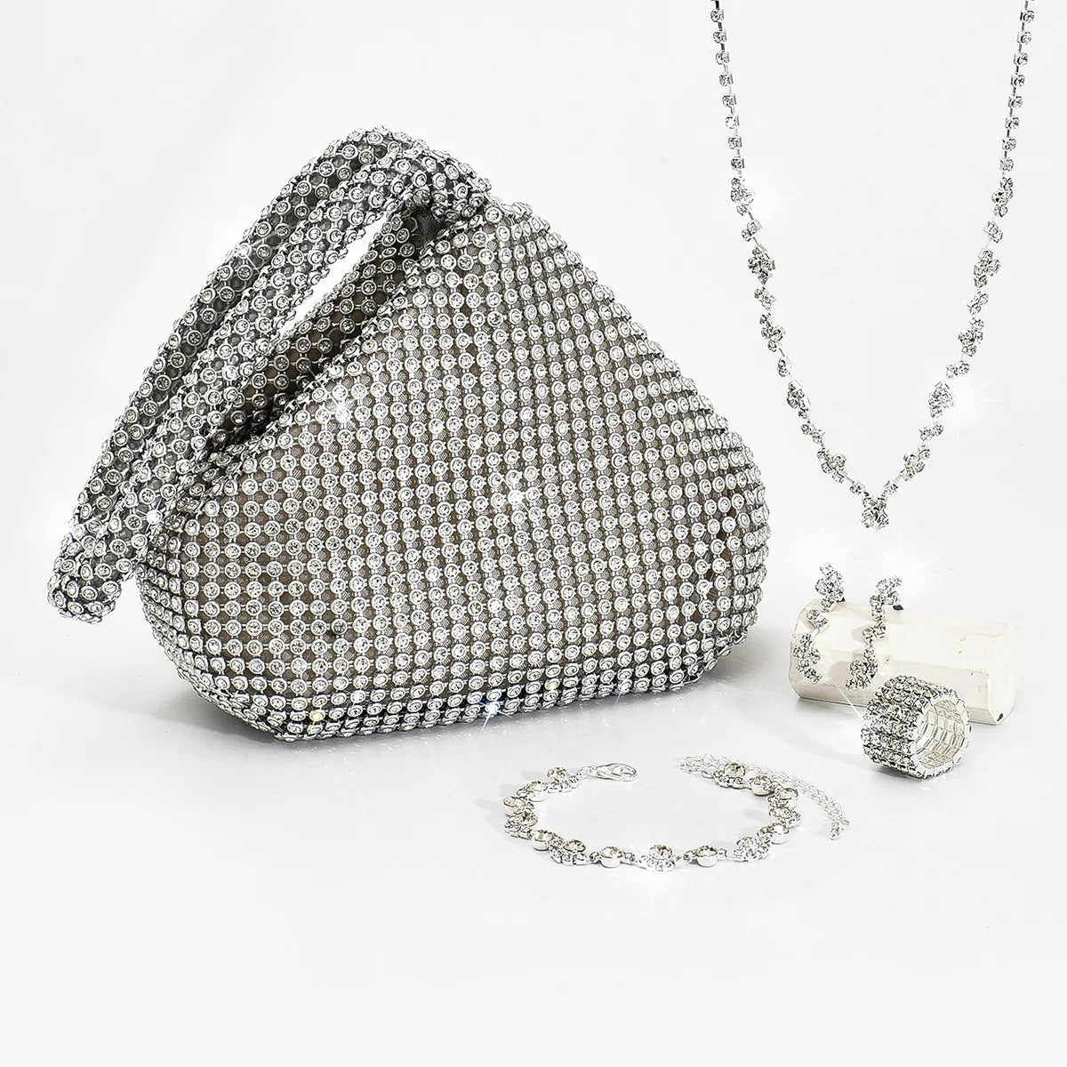 Luxury Women Bags With Necklace Earrings Bracelet Jewelry Set Evening Bags Lady Party Wedding Clutch Bags (KJ138)