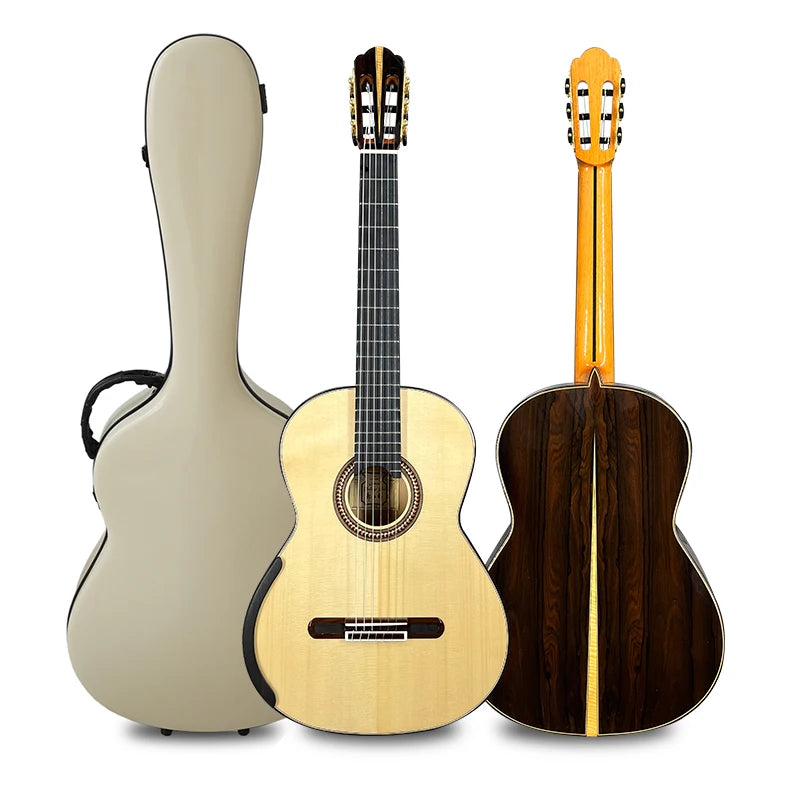 Aiersi Yulong Guo Manufacture 6 String Advanced Double Top Classic Guitar with Ziricote Back and Side Concert Classical Guitar