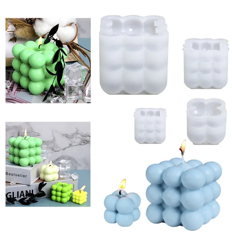 4  Cube Candle Silicone Mold DIY Spherical Circular Candle Home Decoration Making Epoxy Resin Mold
