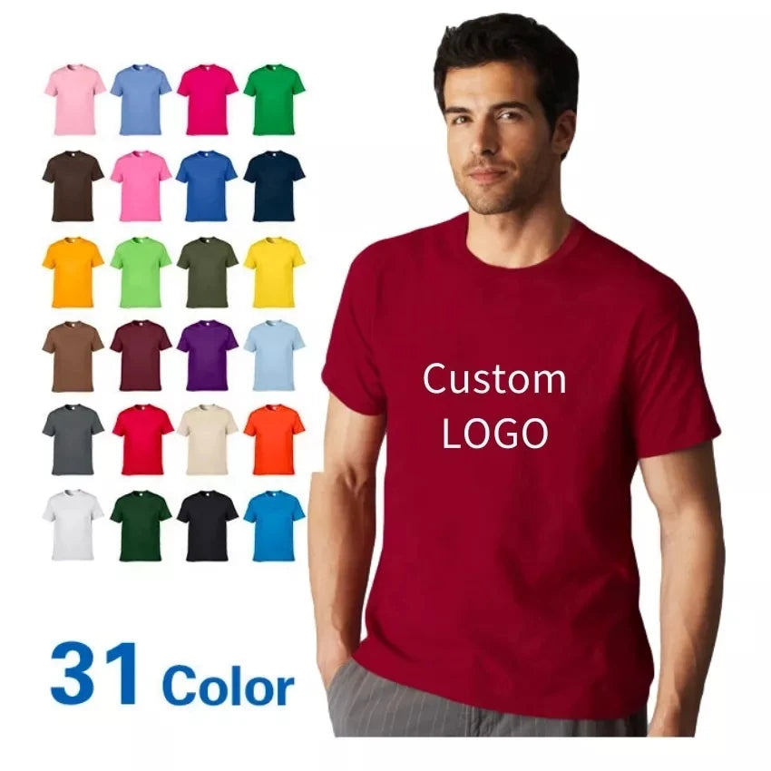 Wholesale Custom Cotton T-Shirt for Men Plain White Black T-Shirt with Yarn Dyed Woven Fabric Logo Printing