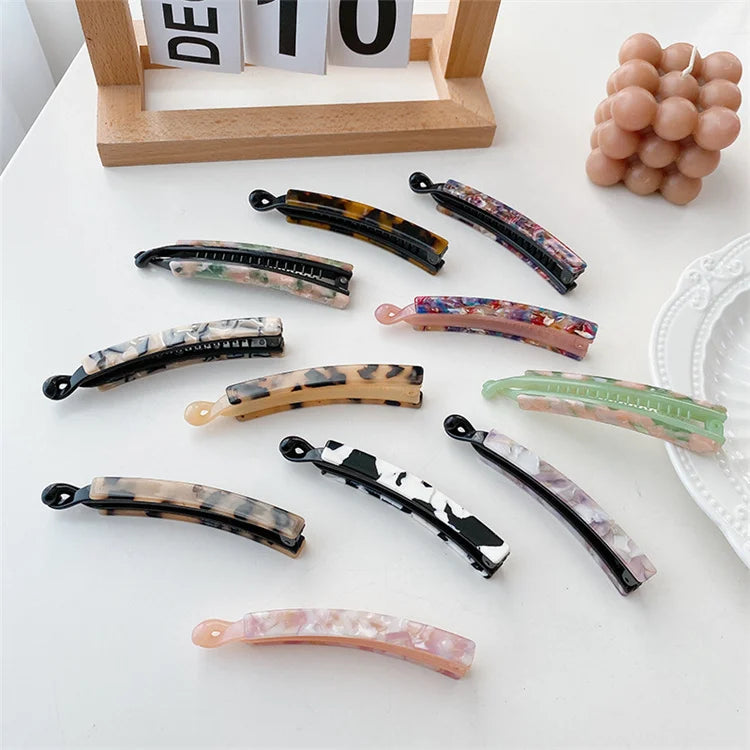 Long  Colorful  Acetic Acid  Banana Hair Clips Color Print Banana Hair Jaw Claw Clip for Women