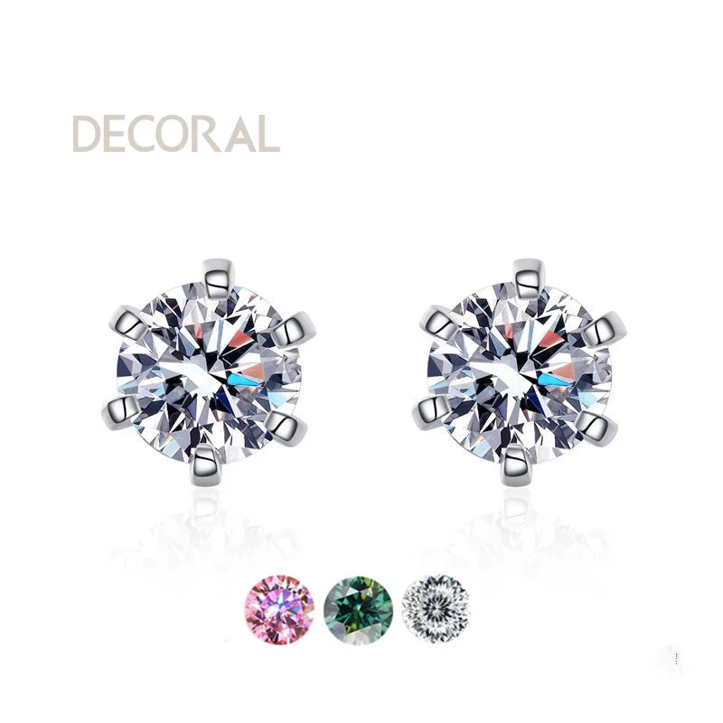 D Color Jewelry Wholesale 925 Sterling Silver Fashion Stud Earrings 1ct Gra Certified Moissanite Stud Earrings for Women