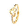 American European INS 925 Sterling Silver love Heart Zircon Resizable Adjustable Gold Plated Rings for Women