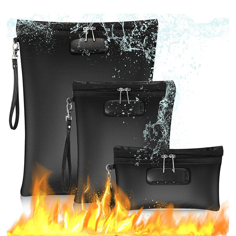 BSCI Custom Luxury Fireproof Document Bag Waterproof Money Organizer Pouch with Zipper Closure Fire Water Resistant Storage