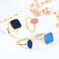 HOVANCI New Design Natural Stone Opal Circle Shaped Jewelry Engagement Rings Artificial Finger Rings for Women