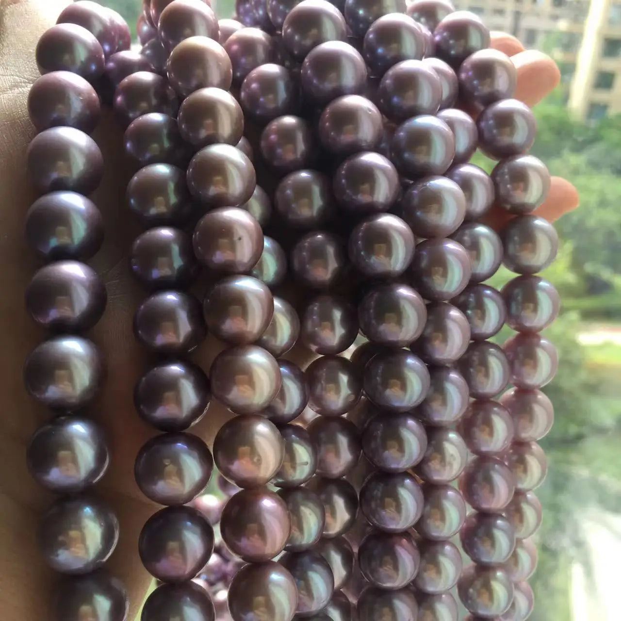 16 Inch AAA 11-14  mm Purple Perfect Round Loose Wholesale Freshwater Pearl in Strand.M.O.Q 1 Strand