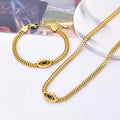 Fashion Stainless Steel Franco Chain Dark Blue Zircon Evileye Pendant Necklace Jewelry Gifts for Women