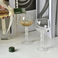 Vintage Style Wavy Stemmed Goblet  French Vintage Red Wine Glass Women's Champagne Flute 190ml