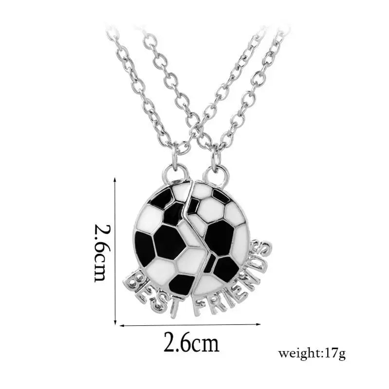 2023 BEST FRIENDS Necklace Football  2PCS/Set Enamel Soccer Pendants Necklaces Best Friends Soccer Charm Necklace