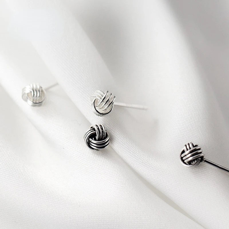 925 Sterling Silver Woven Knot Stud Earrings Thai Silver Earrings Women Fine Jewelry Fashion Earrings Wholesale