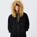 DCY Custom Logo Fluffy Mohair Zip Hoodie Embroidery100% Cotton Fleece Hoodie HeavyweightFaux Fur Hoodie