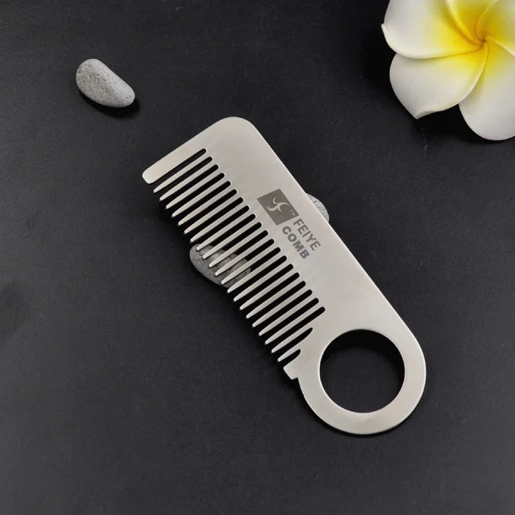 Customized Private logo Anti-static Stainless Steel Small Comb Men's Portable Beard Comb Gift Comb