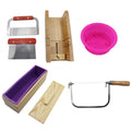 8pcs New Design Multi-function Silicone Soap Mold With Wooden Box 1200ml Handmade Soap Molds Soap Cutter Knife with Lids