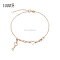 Fine Jewelry 18K Solid Gold Bracelet With Heart Key Charms Bracelets for Women Girls Gift Jewelry