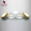 Bamboo Cap Skincare Body Lotion Cosmetic Packaging 50g Glass Empty Container Frosted Cream Jars