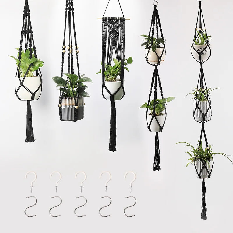 Wholesale Handmade Hanging Basket Flower Planter Holder Macrame Plant Hangers Macrame Pot Hanger