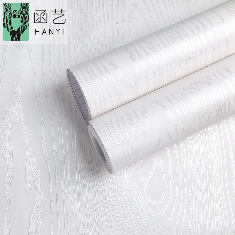 Self Adhesive Wallpapers White Wood Decorative Films Living Room Bedroom Kitchen Home Improvement DIY Wall Stickers