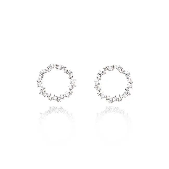 New Hot Fashion 925 Silver Crystal Circle Earrings for Women Girls Gift Fashion Statement Jewelry  Korean Earrings