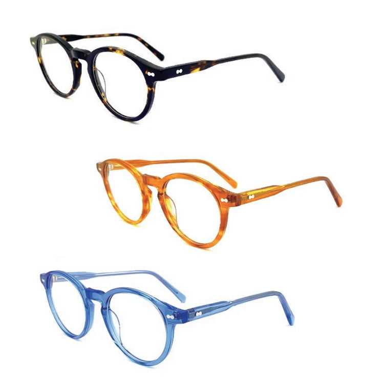 High-end Luxury  Acetate Eyeglasses Solid Round Full Rim Durable Vintage for Unisex for All Face Shapes