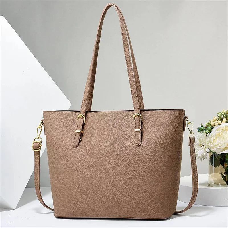 2024 Women's Retro Simple Elegant Temperament Handbags Large Capacity Candy Color Zipper Closure Polyester Versatile Fashion