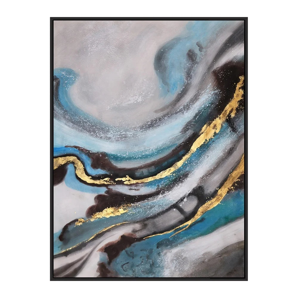 Blue Canvas Abstract Painting Oil Painting Frame Pictures for Bedroom Wall Decor