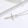 Religious Jewelry 925 Sterling Silver 3A Zircon Two Tone Cross Pendant Necklace